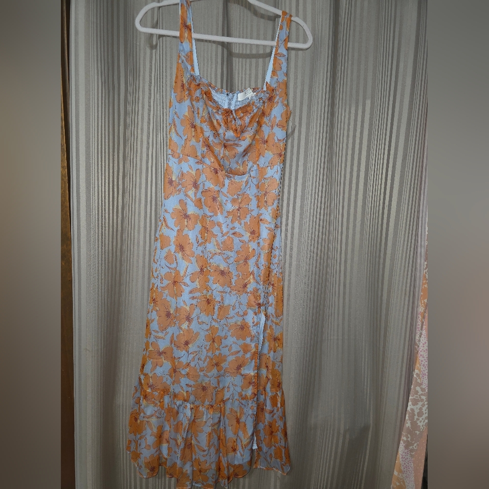 Astr Floral Maxi Dress - Orange and Blue